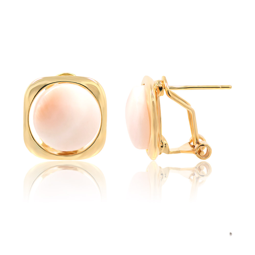 Square Shell Clip With Post Earrings